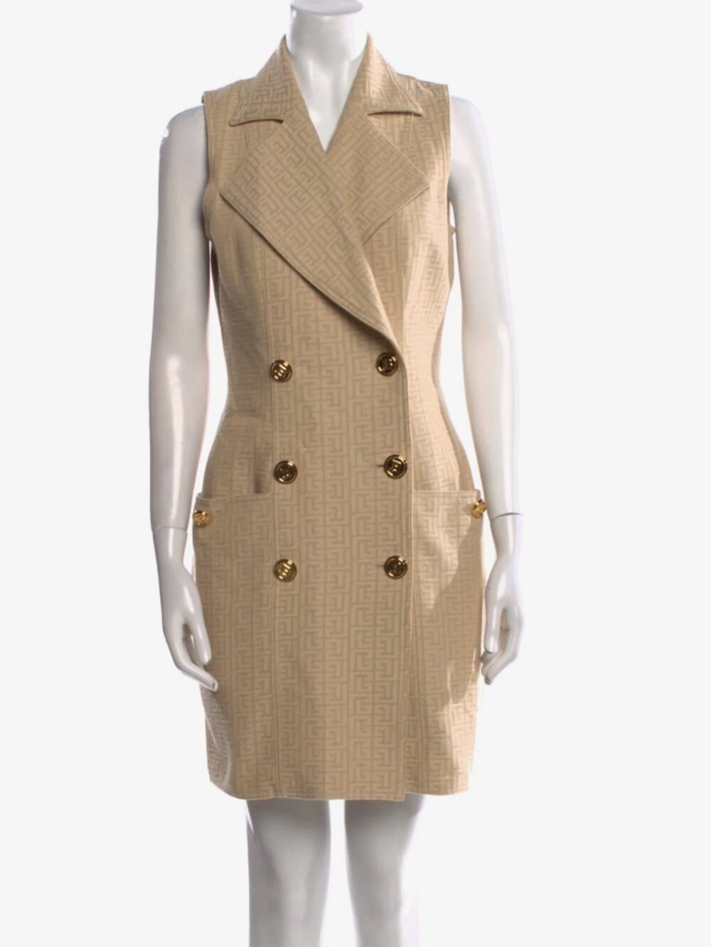 Balmain Monogram Jacquard Double Breasted Minidress
